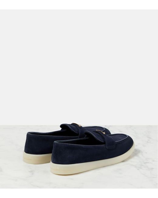 Prada Blue Loafers Saint Tropez Aus Veloursleder