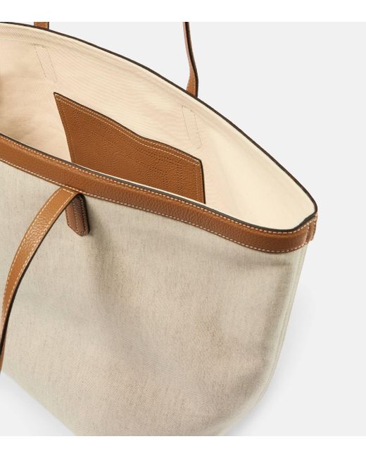 Totême  Natural Leather-trimmed Canvas Tote Bag