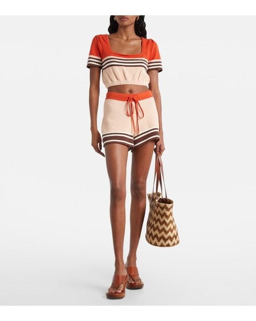 Zimmermann Red Ascension Knitted Cotton-Blend Top