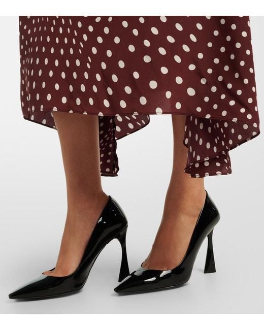 Stella McCartney Red Polka-Dot Tie-Neck Silk Midi Dress