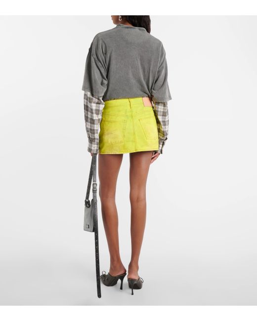 Acne Yellow Denim Miniskirt