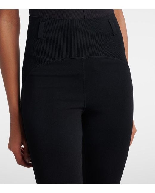 Alaïa Blue Ribbed-Knit High-Rise Leggings