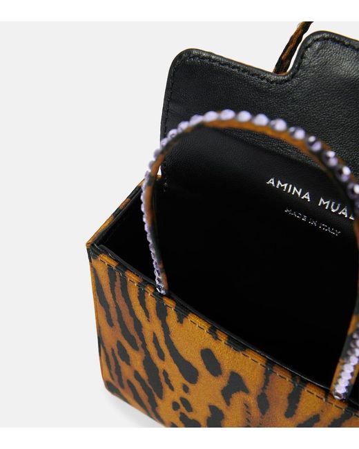 AMINA MUADDI Brown Superamini Leopard-Print Satin Tote Bag