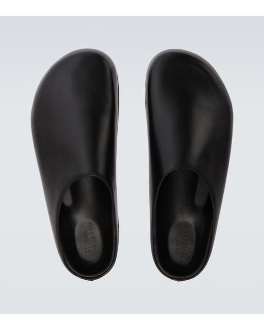 Studio Nicholson Black Wearing Leather Mules for men