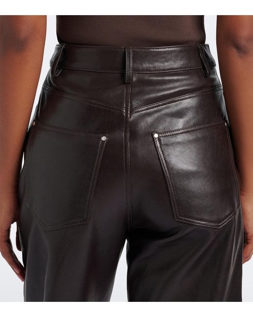 Arma Black Leather Wide-Leg Pants