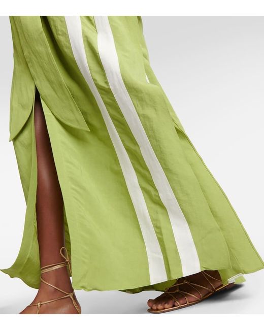 Caftano Sash in misto lino di Adriana Degreas in Green