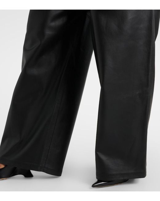 Wardrobe NYC Black Leather Wide-Leg Pants