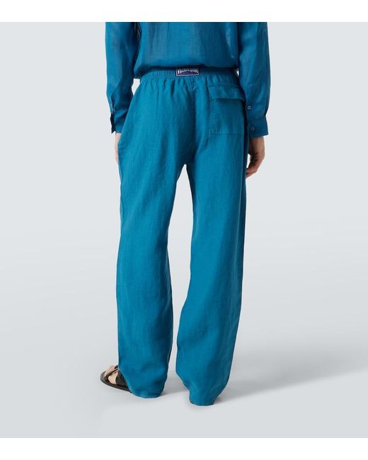 Vilebrequin Blue Linen Wide-Leg Pants for men