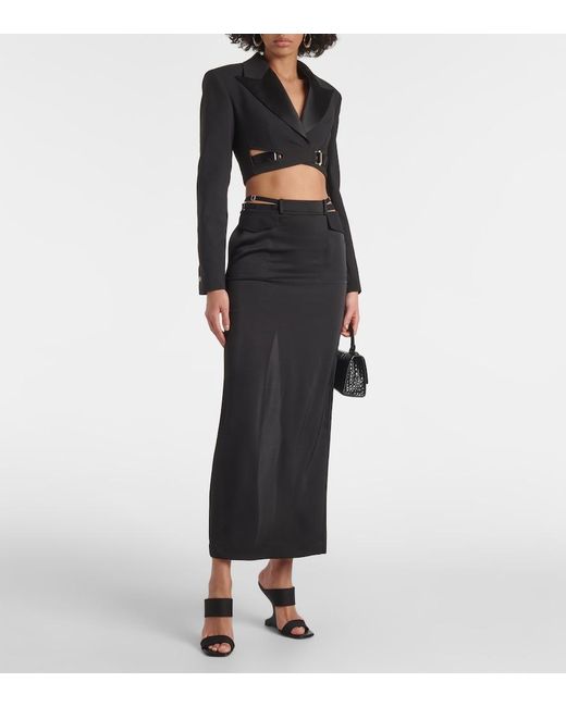 Dion Lee Black Pocket Column Mid-Rise Satin Maxi Skirt
