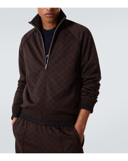 Gucci Black Gg Jacquard Track Jacket for men