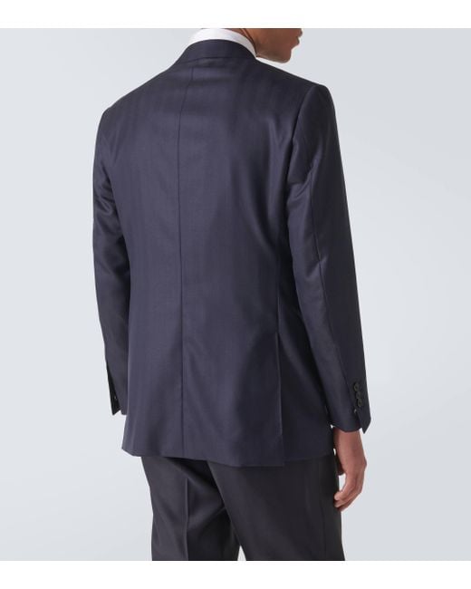 Thom Sweeney Blue Wool Suit Jacket for men