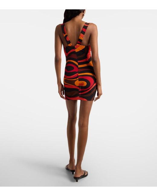 Emilio Pucci Red Marmo Draped Minidress