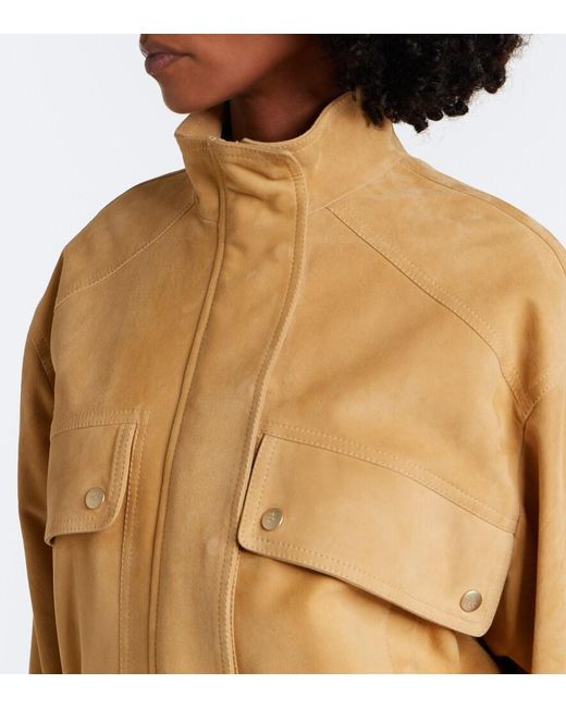 Eleventy Natural Suede Bomber Jacket