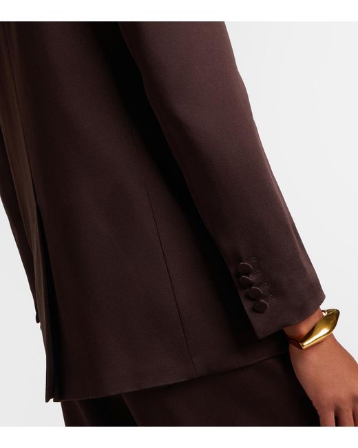 Max Mara Brown Arca Double-Breasted Satin Blazer