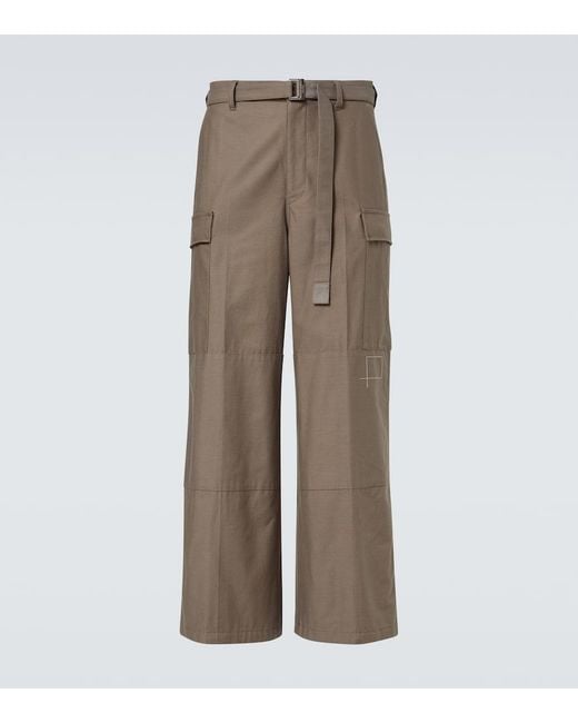 Sacai Brown Cotton Cargo Pants for men