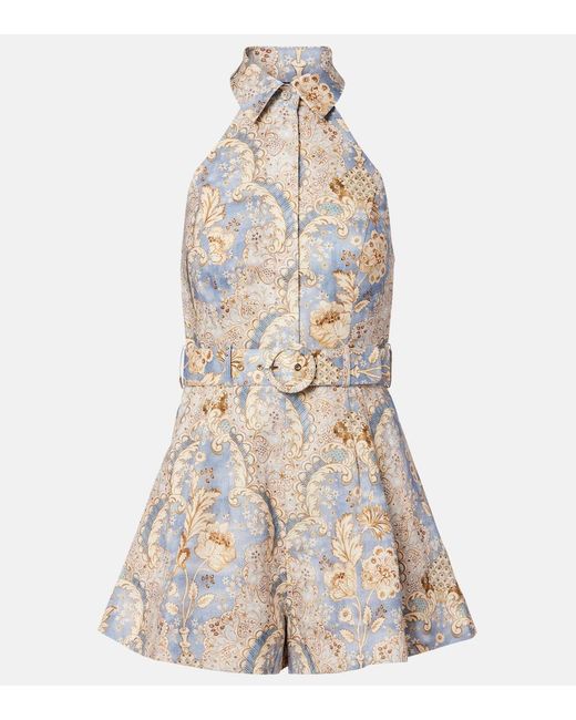 Zimmermann Natural Daylight Printed Linen Romper