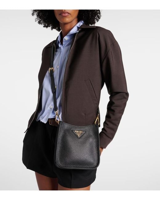 Prada Black Schultertasche Mini Aus Leder