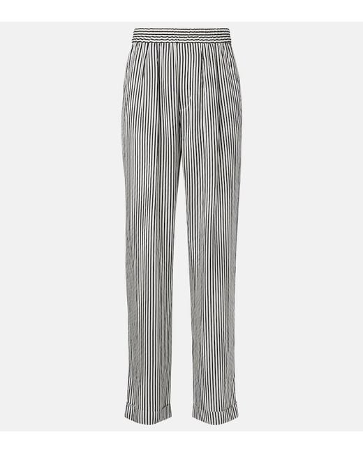 Tom Ford Gray Striped Silk Straight Pants