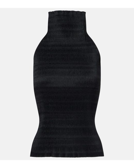 Magda Butrym Black Shirred Turtleneck Top