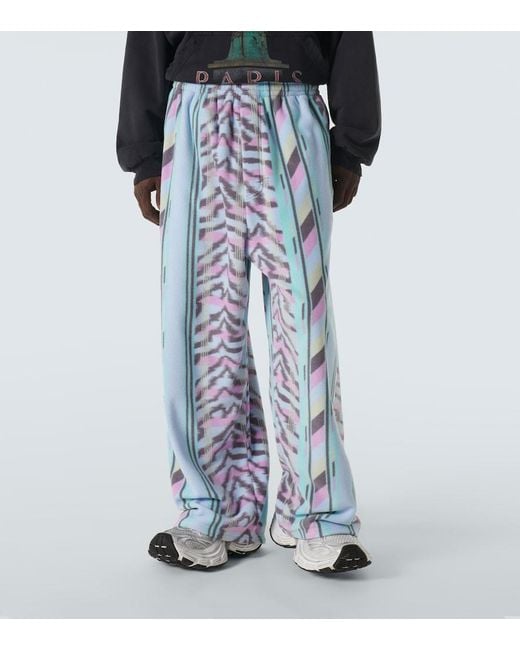 Balenciaga Blue Printed Fleece Sweatpants for men