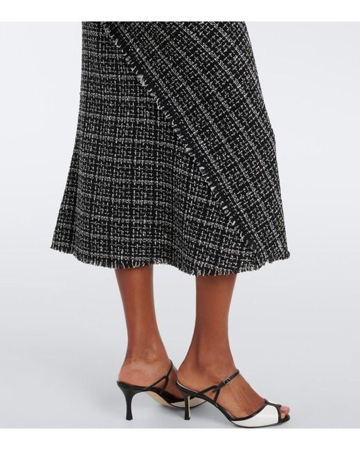 Erdem Black Checked Cotton-Blend Tweed Midi Dress