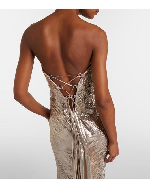 Maria Lucia Hohan Natural Mirren Silk-Blend Chiffon Bustier Gown