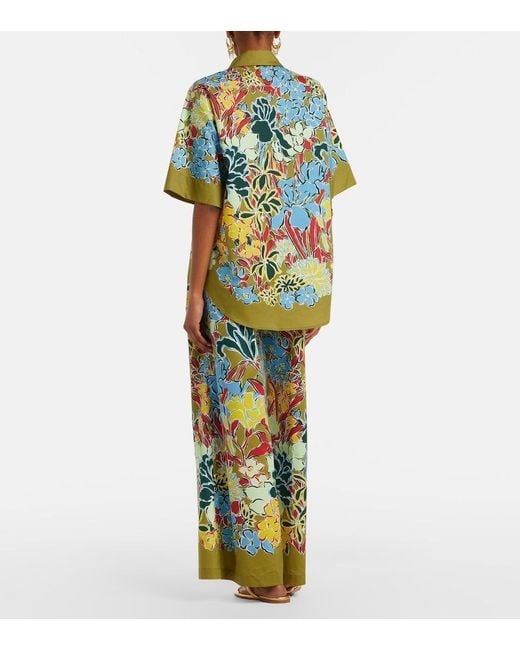 ALÉMAIS Blue Solstice Cotton-Blend Wide-Leg Pants
