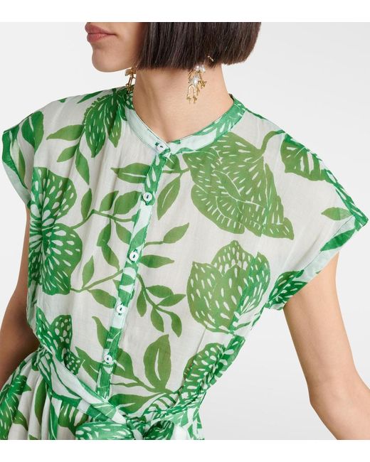 Poupette Green Kora Printed Cotton Maxi Dress