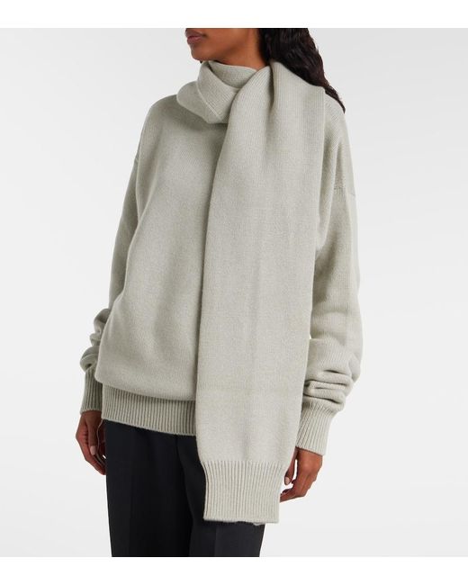 Calvin Klein White Scarf-Detail Cashmere Sweater