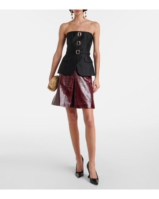 Self-Portrait Black Self Portrait Taffeta Belted Bandeau Top