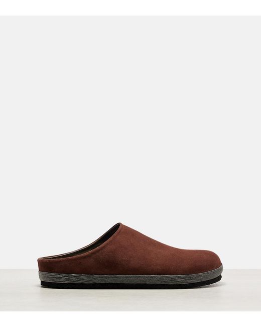 Brunello Cucinelli Brown Monili Suede Clogs