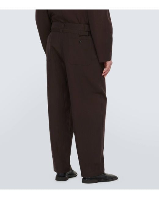 Lemaire Brown Wool And Linen Gabardine Wide-leg Pants for men