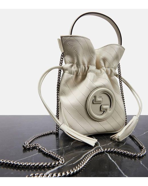Gucci Natural Bucket-Bag Blondie Mini aus Leder