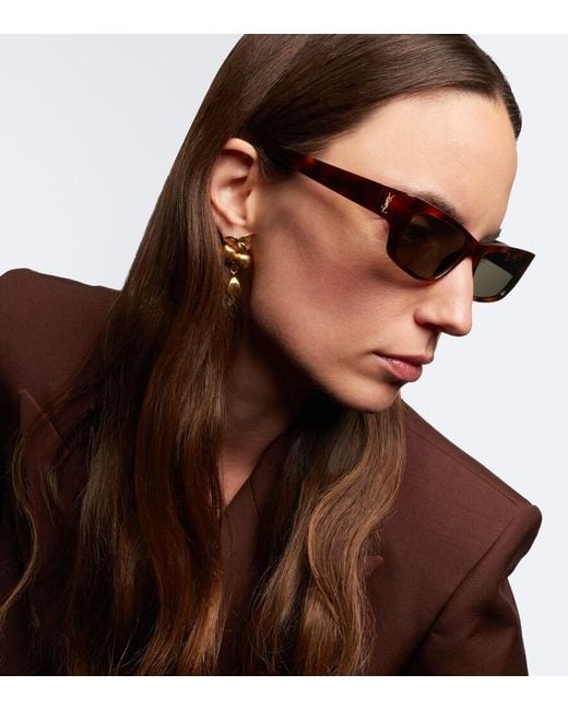 Saint Laurent Brown Jazz Rectangular Sunglasses