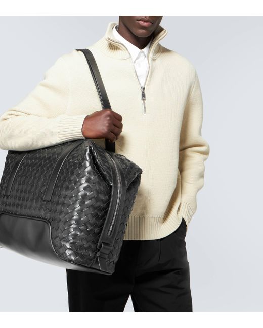 Bottega Veneta Black Helix Leather Duffel Bag for men