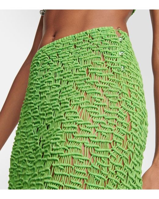 Falda Midi Element De Algodon Con Flecos Roberta Einer de color Green