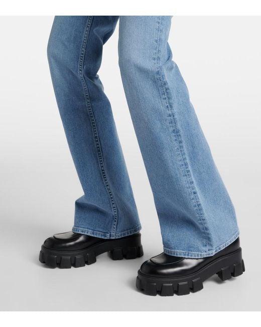 FRAME Blue The Slim Stacked High-Rise Straight Jeans