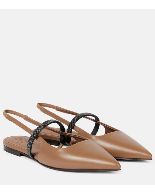 Ballerines Pointy En Cuir Brunello Cucinelli en coloris Brown