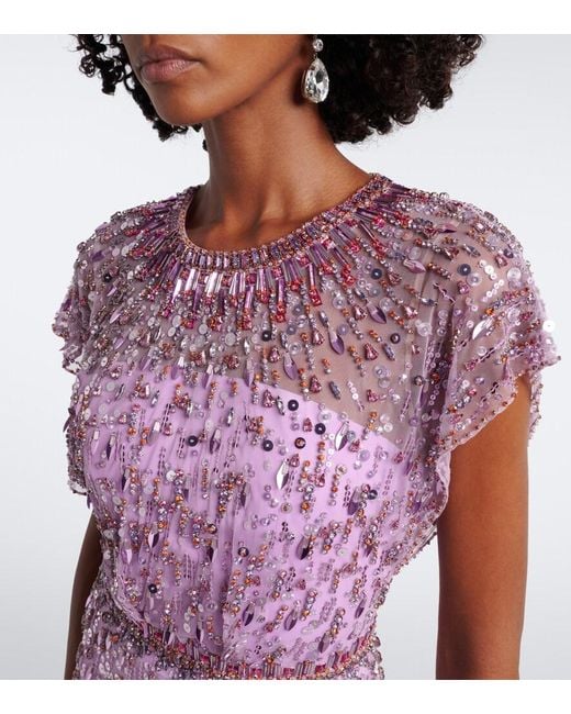 Jenny Packham Purple Lauretta Sequined Tulle Gown