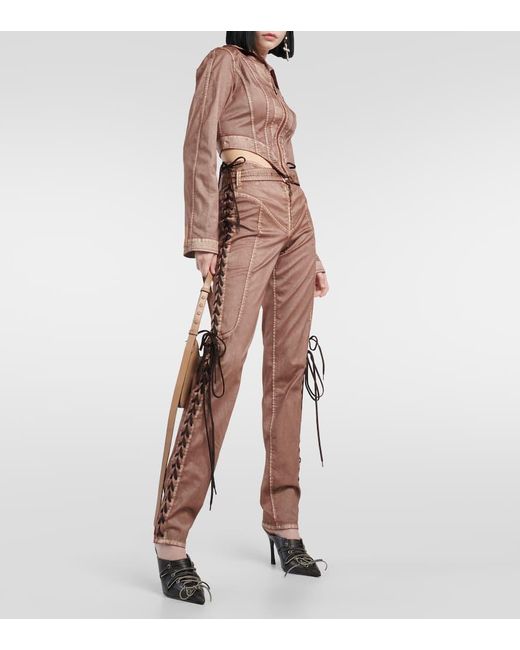 Jean Paul Gaultier Brown X Knwls Low-Rise Denim Corset Pants