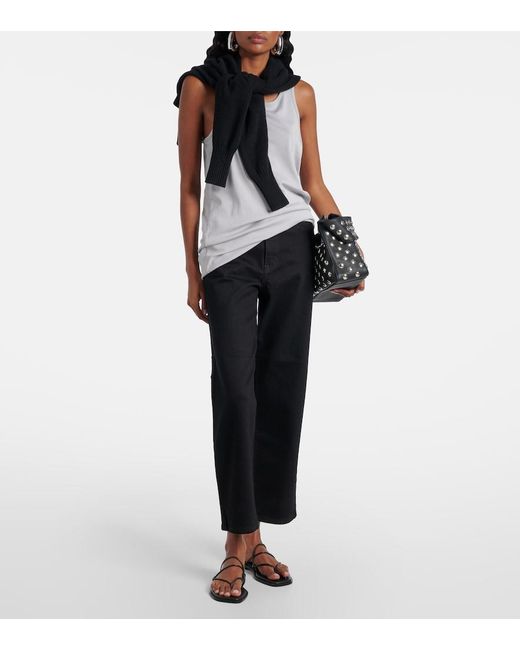 SLVRLAKE Denim Blue London Mid-Rise Cropped Straight Jeans