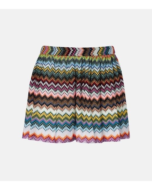 Missoni Red Zigzag Lame Bermuda Shorts