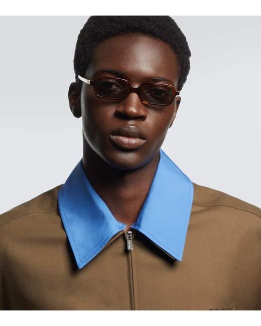 Occhiali Da Sole Rettangolari Con Logo di Miu Miu in Brown da Uomo