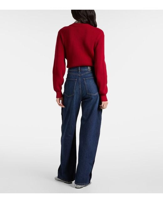 Sportmax Blue High-Rise Wide-Leg Jeans