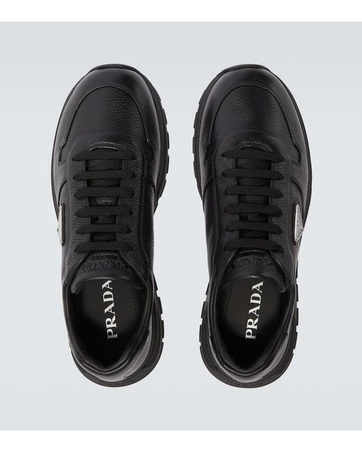 Prada Black Prax 2.0 Leather Sneakers for men