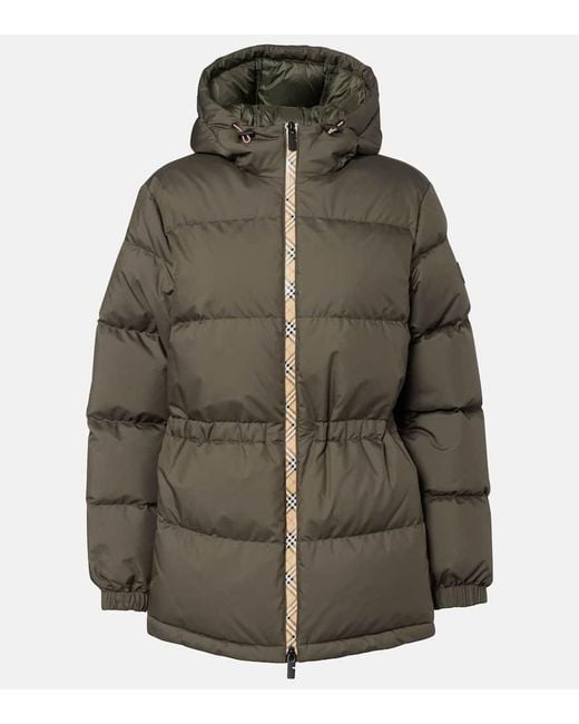Veste Doudoune Check A Capuche Burberry en coloris Green
