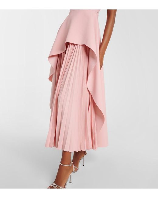 solace london severny pleated layered midi dress Solace London Severny Pleated Layered Midi Dress in Pink