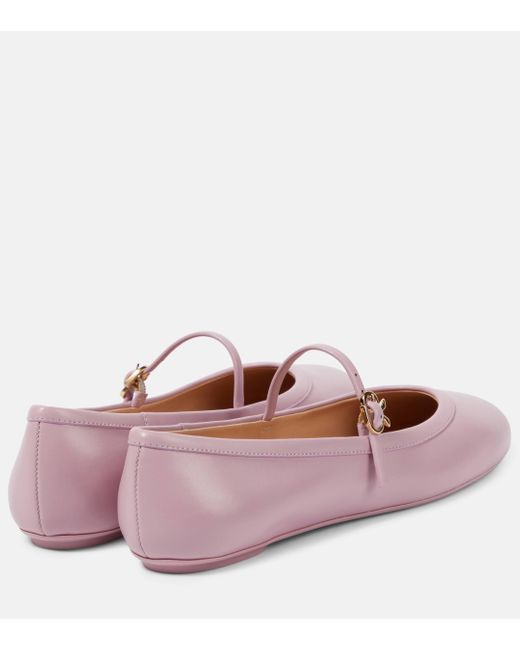 Gianvito Rossi Pink Carla Leather Mary Jane Flats