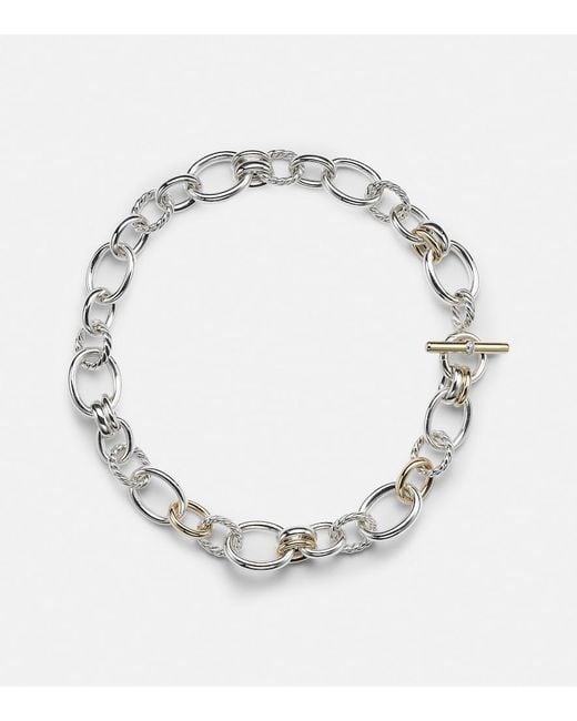 David Yurman Metallic Dy Mercer Sterling And 18Kt Chain Necklace With Diamonds