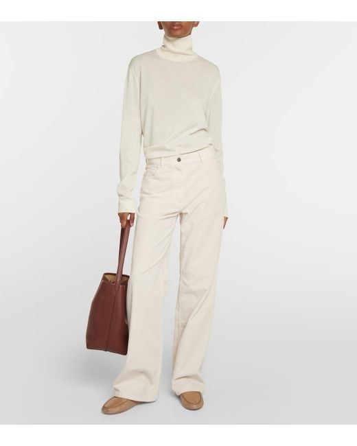 The Row Natural Lucca Leather Moccasins